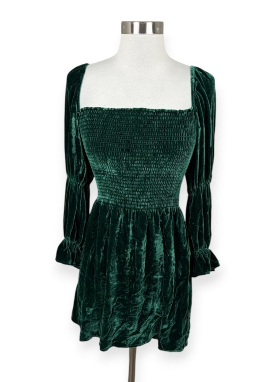 Reformation Albi Velvet Dress Forest Holiday Regency Whimsigoth Silk Blend S
